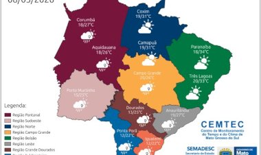 Com possibilidade de chuva, MS tem previsão de tempo instável nesta sexta-feira