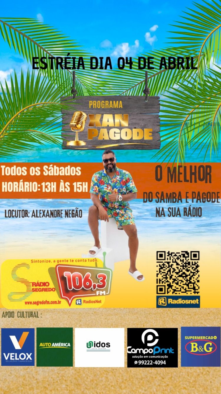 Xan Pagode estreia 04 Abril na Rádio Segredo FM 106,3